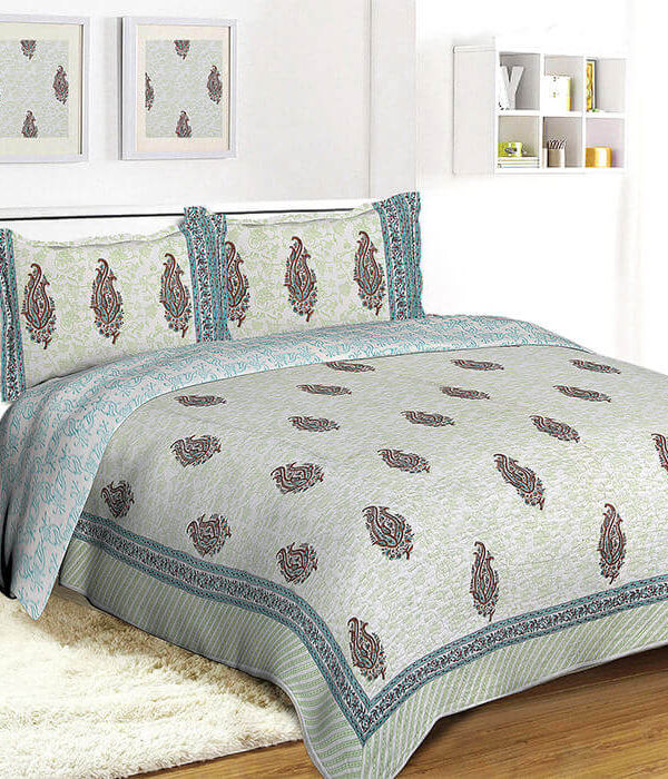 Green Printed Bed Sheet